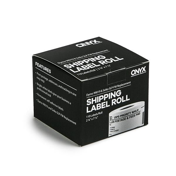ONYX 2 1/8" x 7 1/2" DYMO & Seiko Compatible Shipping Label Roll