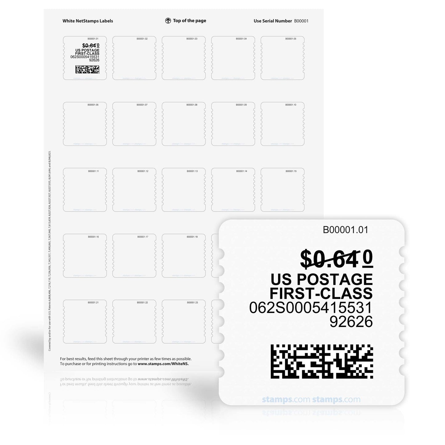White NetStamps Sheets
